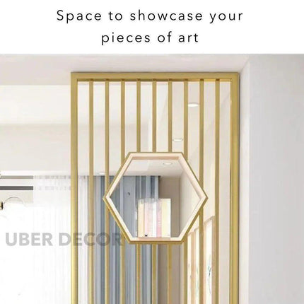 HEXORA Stainless Steel Room Divider For Living Room Bedroom Dining Area Home Office Modern Metal Room Partition With Shelves
