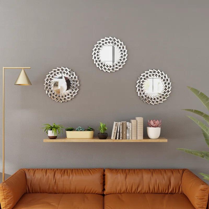 Hades' Mirror: Round Spiral Modern Sunburst Decorative Beveled Glass Accent Mirror