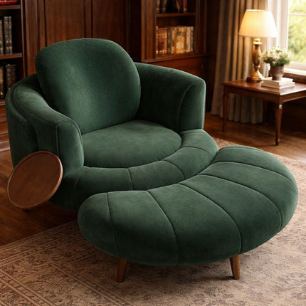 Vantara Accent Chair – Curved Comfort Seating with Integrated Coffee Table for Living Room and Lounge Spaces