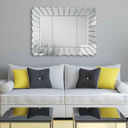 Dionysus' Glitter: Designer Modern Rectangular Clear Bevelled Glass Wall Mirror for Wall Decor