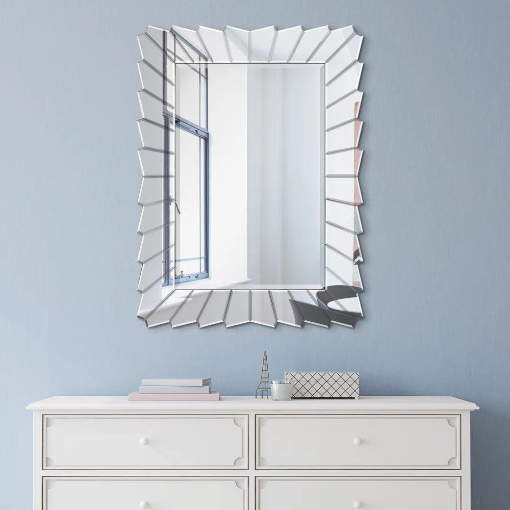 Dionysus' Glitter: Designer Modern Rectangular Clear Bevelled Glass Wall Mirror for Wall Decor