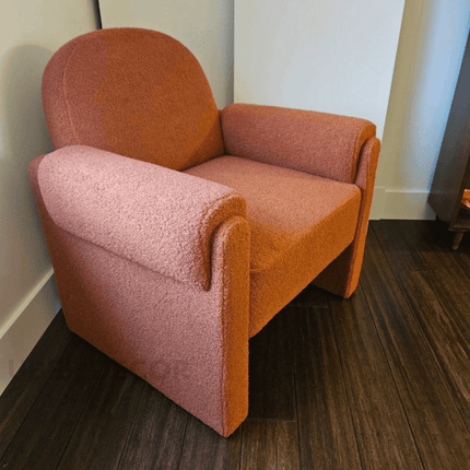 Aurelle- Modern Upholstered Armchair with Wide Armrests, Curved Backrest and Flat Seat