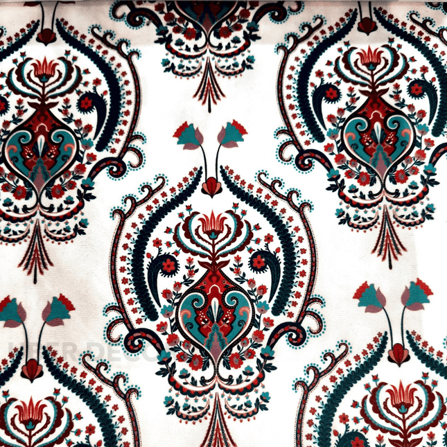 Istanbel Martar - Imperial Kashmiri Motif Printed Suede Upholstery Fabric- Regal Paisley Ornament