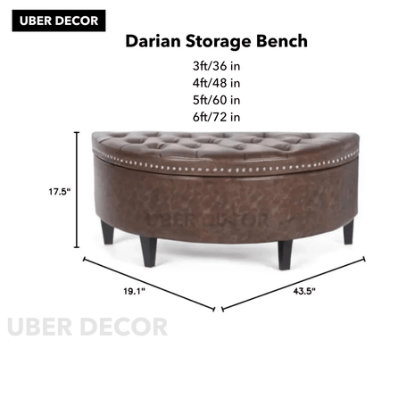 Darian Half Moon Storage Bench with Lift Top Lid – Modern Accent Organizer for Living Rooms, Bedrooms & Dressing Corners - Uber Decor