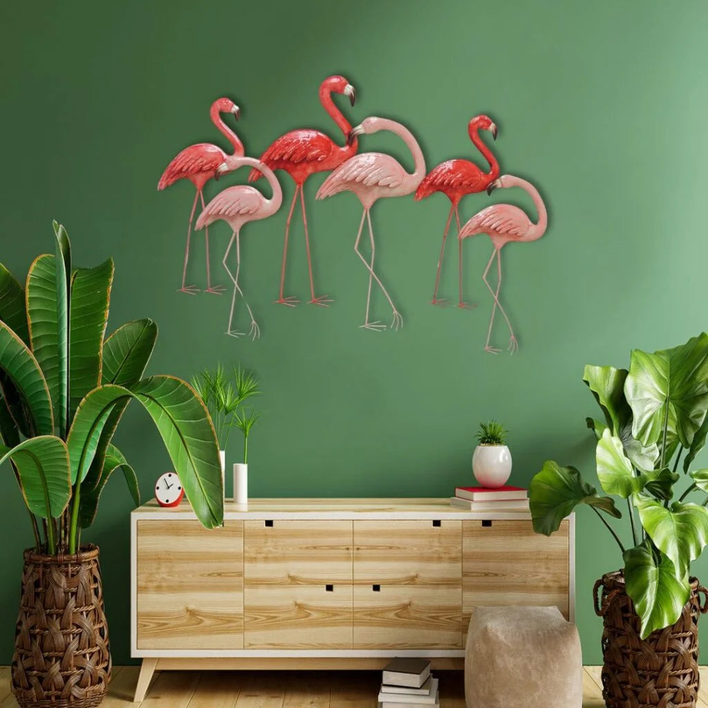 Flamingo Family Metal Wall Hanging Metal Wall Art