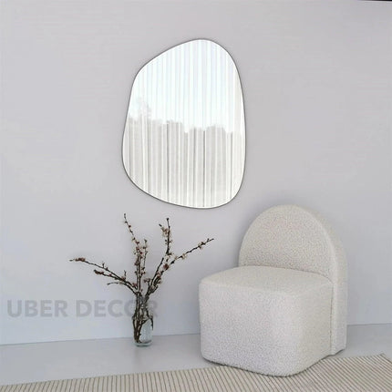 Irregular Charm Asymmetric Blob Shaped Irregular Frameless Wavy Mirror for Wall Decor, Bathroom or Living Room