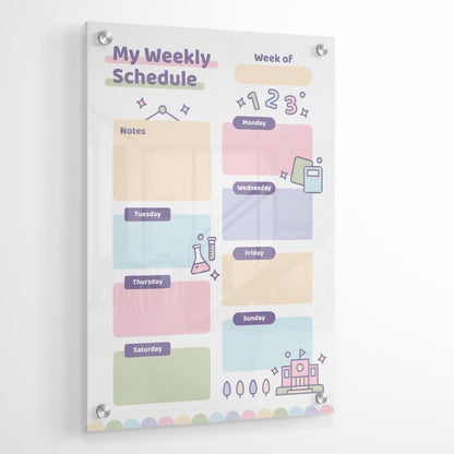 My Weekly Plan Glass Writing Board- Printed Acrylic Wall Planner