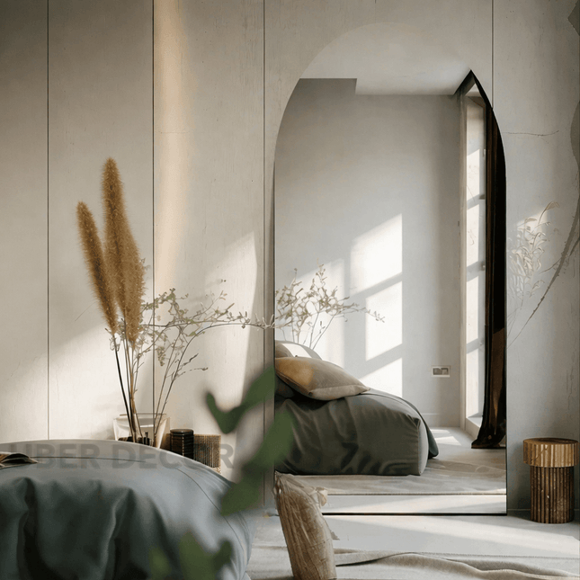 Vana Frameless HD Mirror - Asymmetrical Arched Wall Mirror Sculptural Modern Home Decor