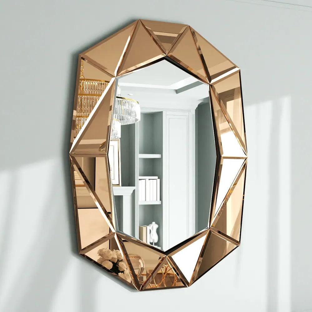 Hephaestus' Spark: Diamond Beveled Edge Glass Decorative Wall Mirror for Hallway Console Table Living Room