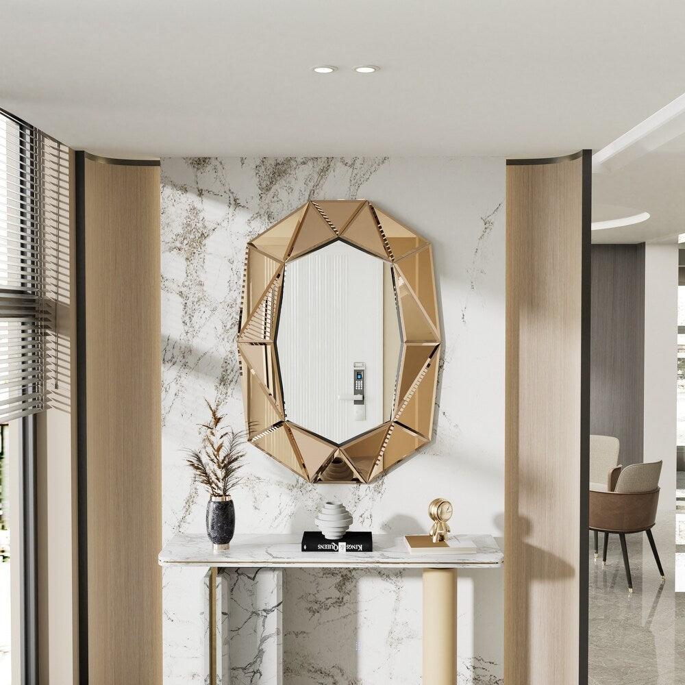 Hephaestus' Spark: Diamond Beveled Edge Glass Decorative Wall Mirror for Hallway Console Table Living Room