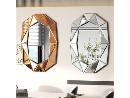 Hephaestus' Spark: Diamond Beveled Edge Glass Decorative Wall Mirror for Hallway Console Table Living Room