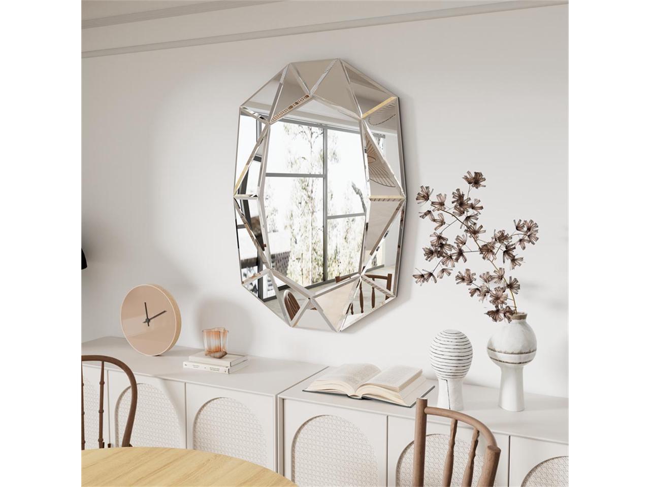 Hephaestus' Spark: Diamond Beveled Edge Glass Decorative Wall Mirror for Hallway Console Table Living Room