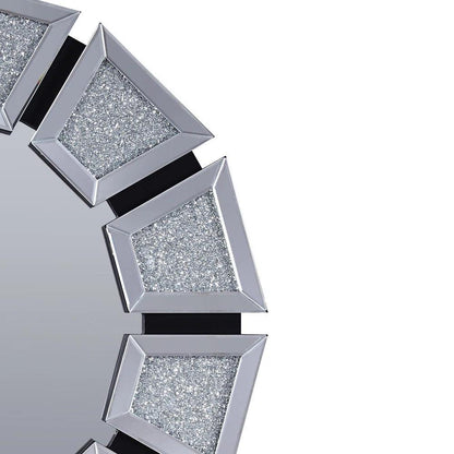 Aphrodite's Gleam: Round Crushed Glass Diamond Crystal Decorative Mirror for Vanity or Console