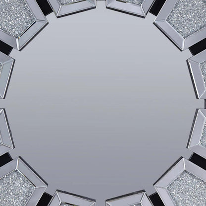 Aphrodite's Gleam: Round Crushed Glass Diamond Crystal Decorative Mirror for Vanity or Console