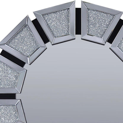 Aphrodite's Gleam: Round Crushed Glass Diamond Crystal Decorative Mirror for Vanity or Console