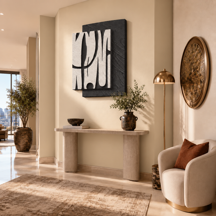 Layered Shadow Lines Japandi Wall Art – Geometric Relief for Lounge