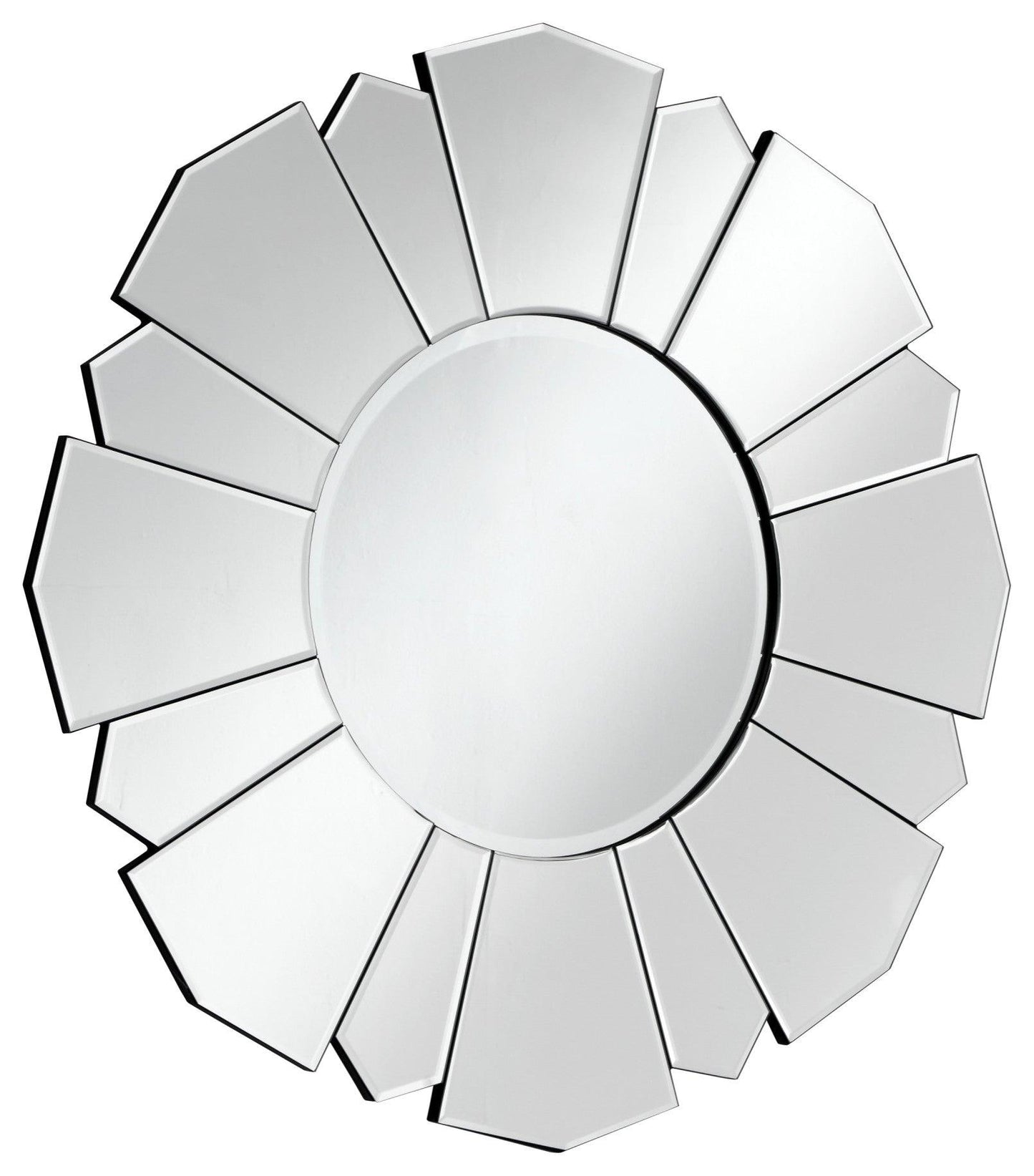 Persephone's Glow: Round Sunflower Venetian Modern Decorative Bevelled Glass Accent Wall Mirror