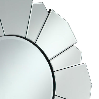 Persephone's Glow: Round Sunflower Venetian Modern Decorative Bevelled Glass Accent Wall Mirror