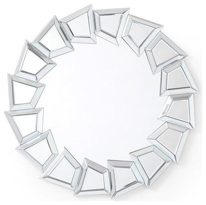 Helios' Shine: Round Spiral Bevelled Glass Decorative Mirror for Console or Bathroom