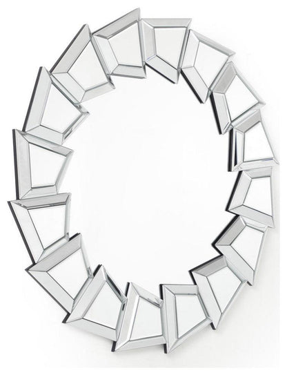 Helios' Shine: Round Spiral Bevelled Glass Decorative Mirror for Console or Bathroom