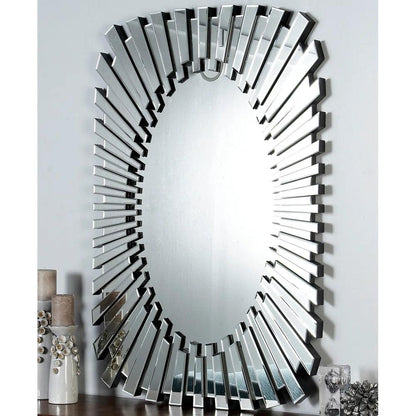 Iris' Sparkle: Rounded Rectangular Spiral Bevelled Glass Decorative Mirror for Console or Bathroom (Copy)