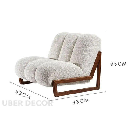 Pure Nest Bedroom Chair Mid Century Modern Scandinavian Inspired Solid Wood Frame Fixed Base Cozy Chair Living Room and Bedroom