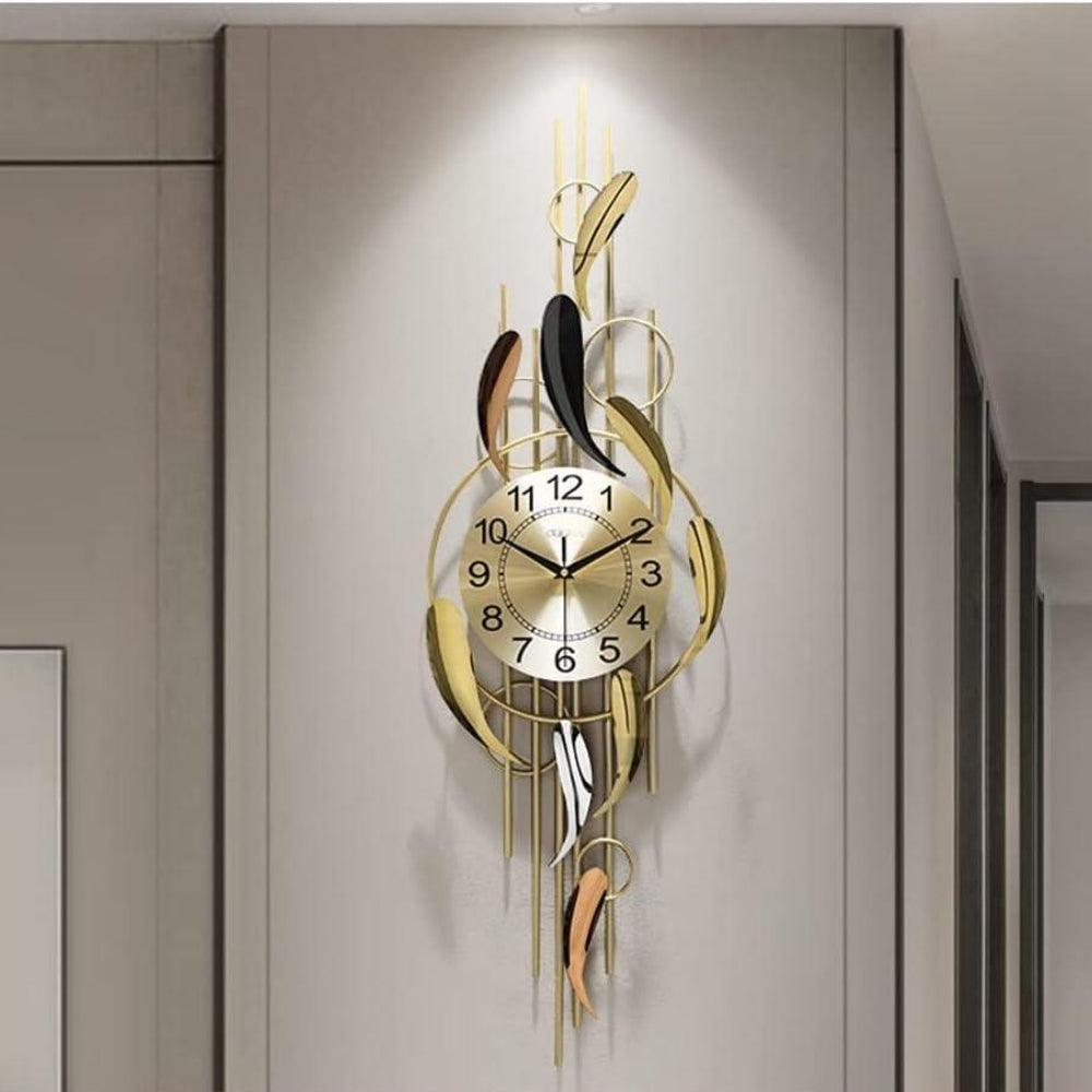 Antiqua Stylish Ginkgo Leaf Metal Wall Art Clock