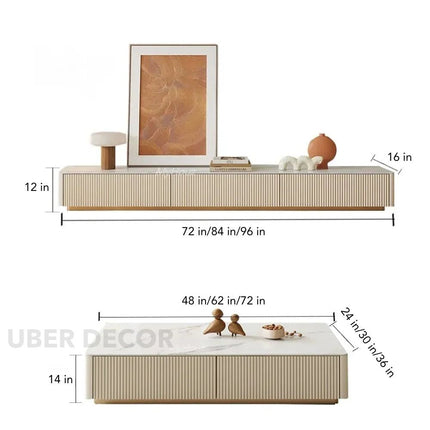 Nuvano Line – Luxury TV Cabinet, Modern Fluted Console, Minimalist Design, Low Base, Living Room Entertainment Unit