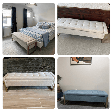 Shanieka Mid-Century Modern Flip Top Storage Bench – Luxe European-Inspired Bedroom & Entryway Organizer