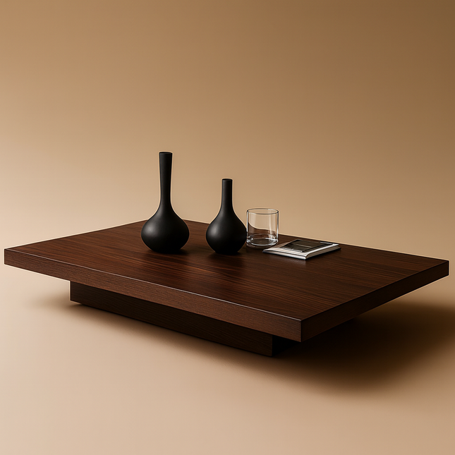 Delaware Coffee Table, Rustic Modern Scandinavian Japandi Wooden Plank Low Profile Center Table for Living Room