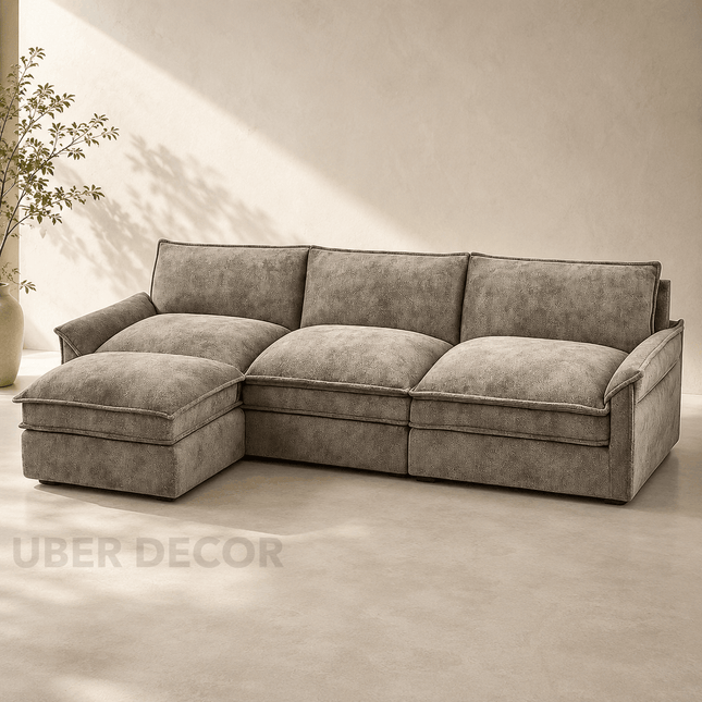 Manila 119" L-Shaped Sofa- 3 Seater Sectional Sofa for Apartments or Living Rooms