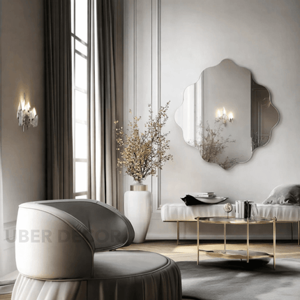 GlowRef Frameless HD Mirror – Scalloped Round Wall Mirror for Living Room, Bathroom & Entryway