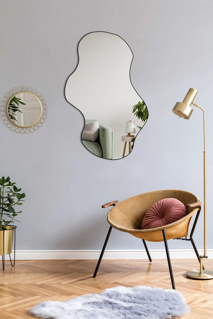 Wavy Elegance Twin Mirrors - Unique Asymmetric Wall Mirror