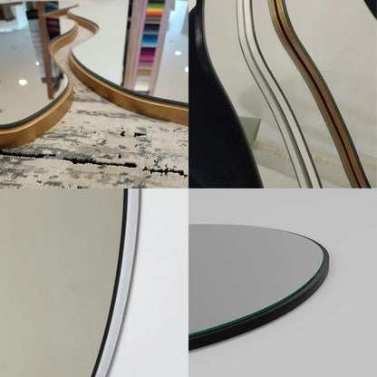 Wavy Elegance Twin Mirrors - Unique Asymmetric Wall Mirror