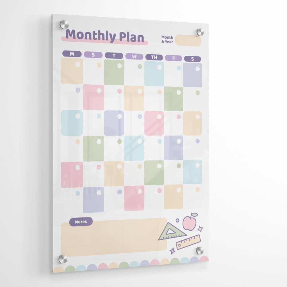 My Monthly Plan Glass Writing Board- Printed Acrylic Wall Planner