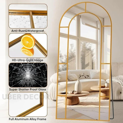 Double Arch Spectrum Full-Length Metal Frame Window Style French Mirror