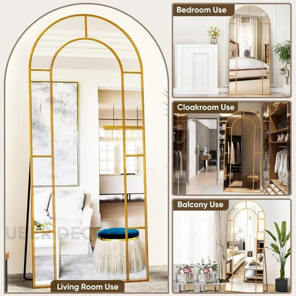 Double Arch Spectrum Full-Length Metal Frame Window Style French Mirror