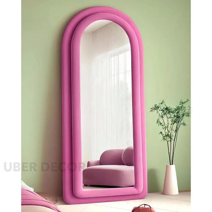 Velvet Arch Luxe Double Upholstered Full-Length Mirror for Bedroom Home Decor