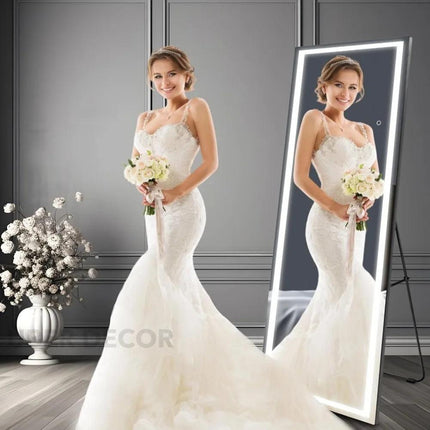 Glowave Full Length LED Mirror with Stand- 3 Colour Touch Sensor Mirror for Bedroom, Bathroom or Living Room