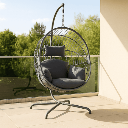 DriftShell Cocoon Swing Chair – Nature-Inspired Relaxation | Mid-Century Outdoor Charm for Lawn & Living Room Swing Chair for Gardens, Patios, Studies & Terraces