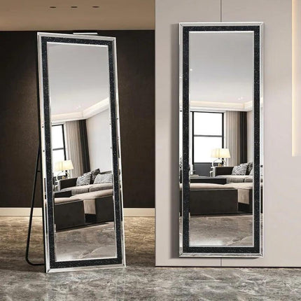 CrystalGlow Radiance Full-Length LED Mirror with Crystals- 3 Colour Touch Sensor Mirror for Bedroom, Bathroom or Living Room