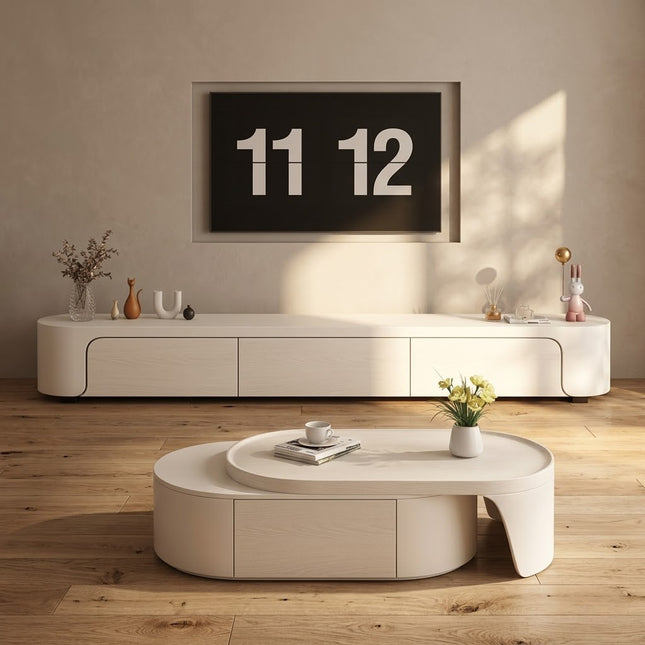 Ovara Loop – Modern TV Cabinet, Nordic Inspired Storage Console, Rounded Edge Design