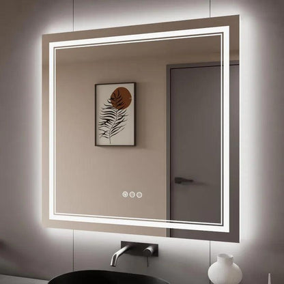 Spectruma LED Mirror- Square Shape Aluminium Framed LED Mirror with Touch Button & Multicolour RGB Backlight