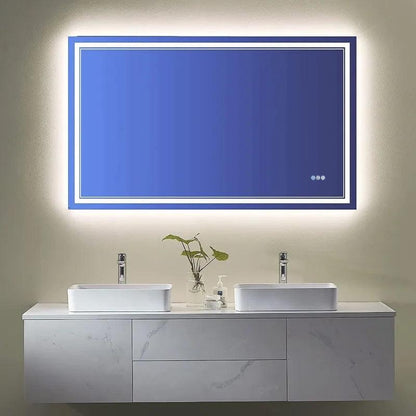 LumiFlex LED Mirror- Rectangle Shape Aluminium Framed LED Mirror with Touch Button & Multicolour RGB Backlight