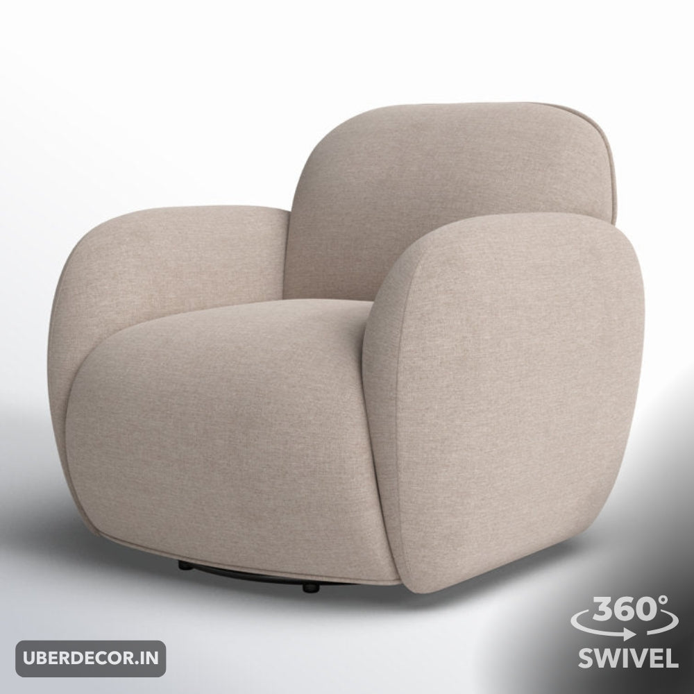 Varina- Modern Curved 360 Revolving Swivel Armchair with Deep Seat and Soft Cushion