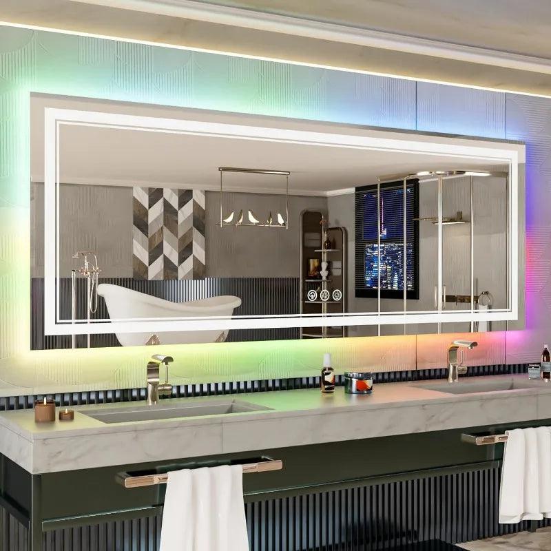 Coloris LED Mirror- Rectangle Shape Aluminium Framed LED Mirror with Touch Button & Multicolour RGB Backlight