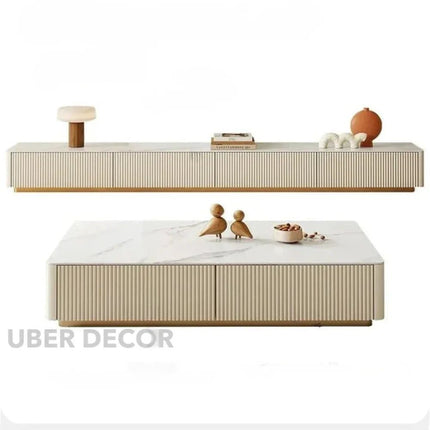 Nuvano Line – Luxury TV Cabinet, Modern Fluted Console, Minimalist Design, Low Base, Living Room Entertainment Unit