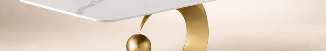 Hearthgold Embrace Luxury Marble Finish Dining Table with Sculptural Gold Metal Base Modern European Contemporary Design for Formal Dining Room