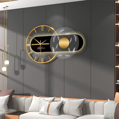 Verity Artistic Black and Gold Round Metal Wall Clock Decor