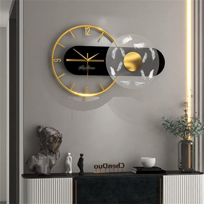 Verity Artistic Black and Gold Round Metal Wall Clock Decor